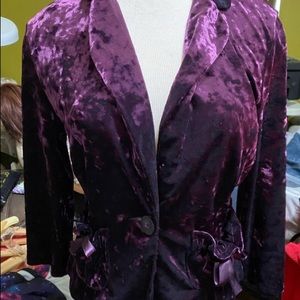 Awesome cropped purple Crushed Velvet jacket size M